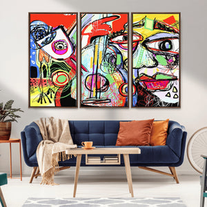 Picasso Style Art Abstract Canvas Wall Art Print , Colorful
