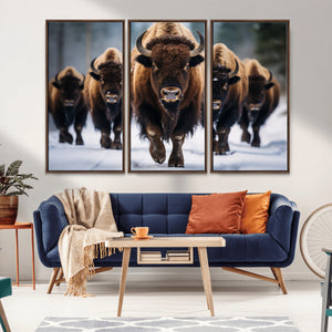 Buffalo Wall Art Canvas Print, American Bison Herd Wall Art