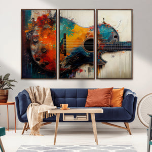 Abstract Guitar Wall Art Canvas | Vibrant Music-Inspired Art