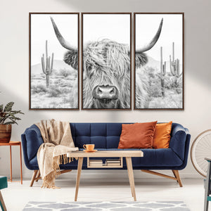 Rustic Charm | Cow Longhorn Black White Bighorn Wall Art