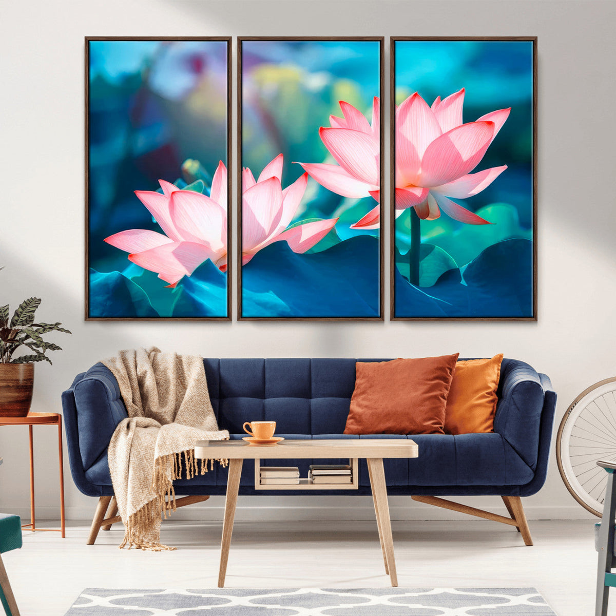 Pink Lotus Flower Canvas Wall Art | Vibrant Floral Wall