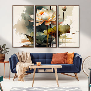 Lotus Flower Watercolor Canvas Print – A Symbol of Serenity
