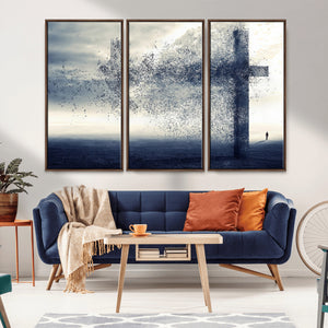 Jesus and the Fading Cross Wall Art Print – Symbol of Faith,