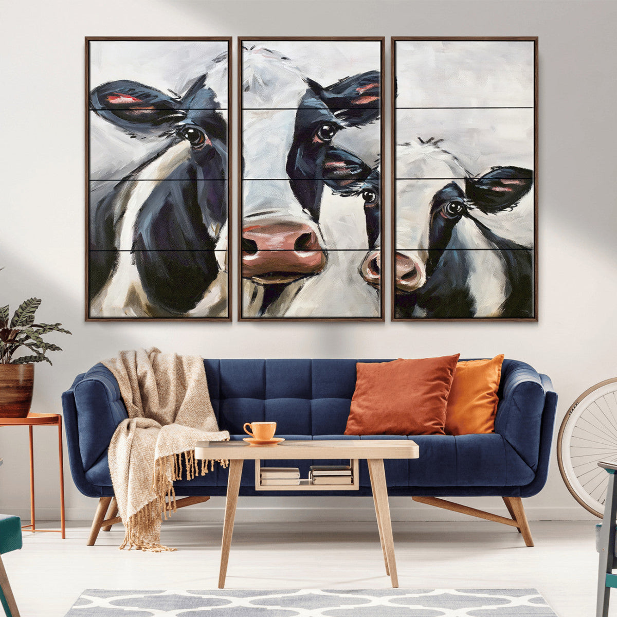 Vintage Baby and Mom Cattle Wall Art Canvas Print