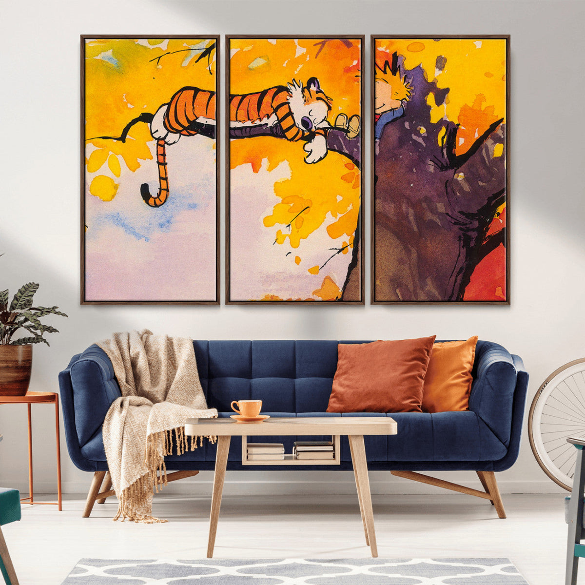 Calvin and Hobbes Tree Scene Canvas Print | 3 Panel Large