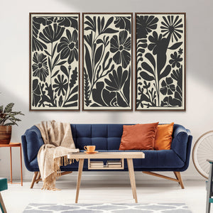 Modern Botanical Wall Art - Floral Black and White Canvas