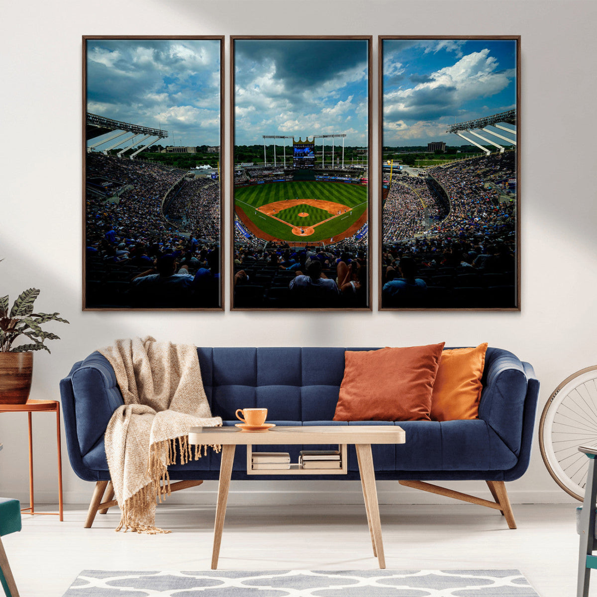 3-Panel Kauffman Stadium Wall Art Print | Large Kansas City