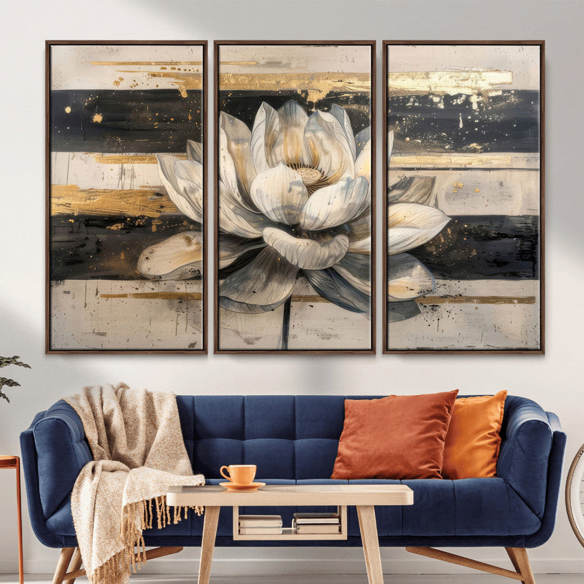 Lotus Flower Wall Art – Framed Abstract Floral Canvas
