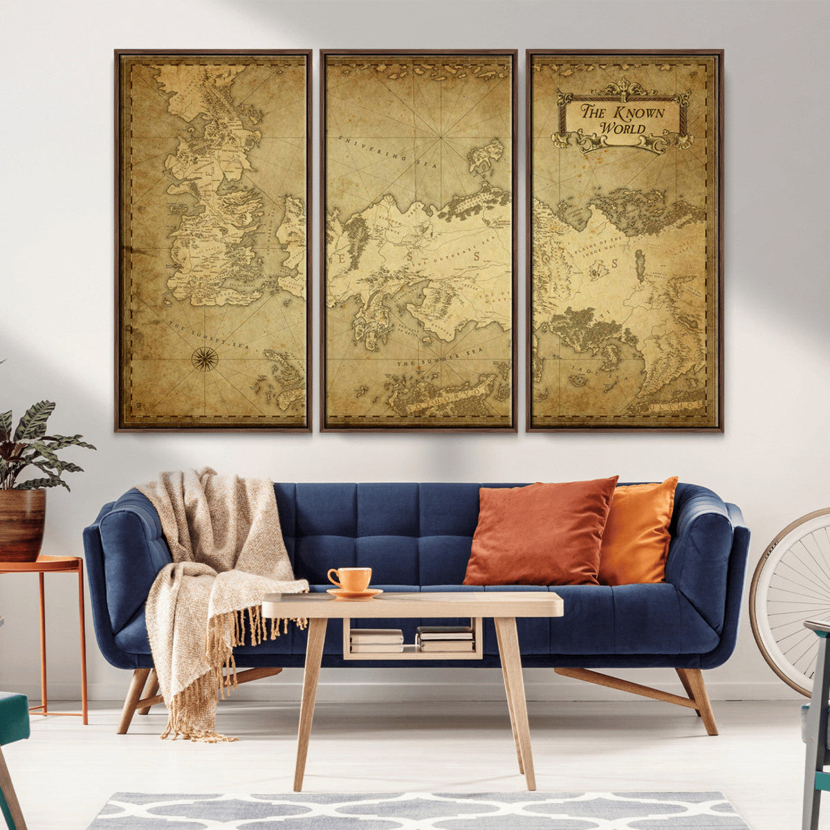 Vintage Game of Thrones Map Wall Art | Westeros and Essos