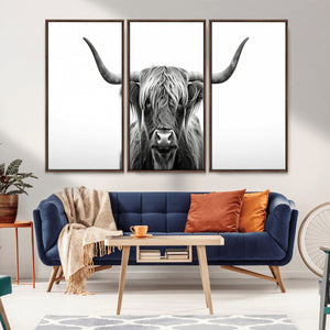 Highland Wall Art Canvas Print – Minimalist Black and White