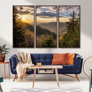 Sunrise Over the Smoky Mountains Canvas Wall Art –