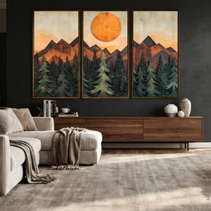 Sunset Mountain Landscape Canvas Wall Art Print - Nature