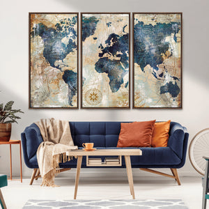 World Map Canvas Print – Framed Wall Art for Couples,