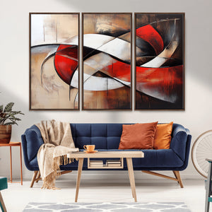 Abstract Wall Art - Modern Red and White Canvas Wall Art