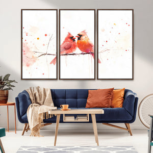 Cardinal Bird Canvas Wall Art - Male and Female Cardinal