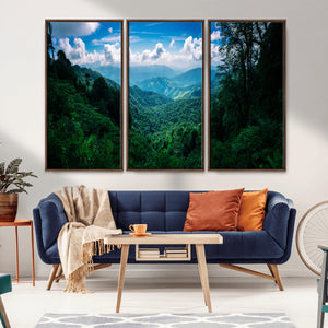 Tropical Jungle Wall Art Canvas Print – Framed Lush Valley