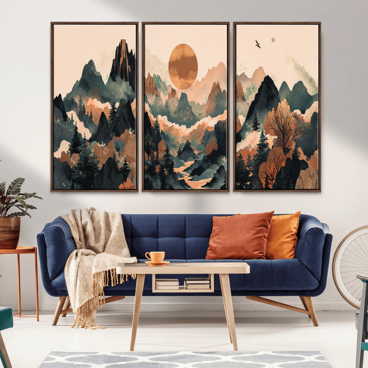 Wood Mountain Landscape Wall Art Canvas Print – Framed