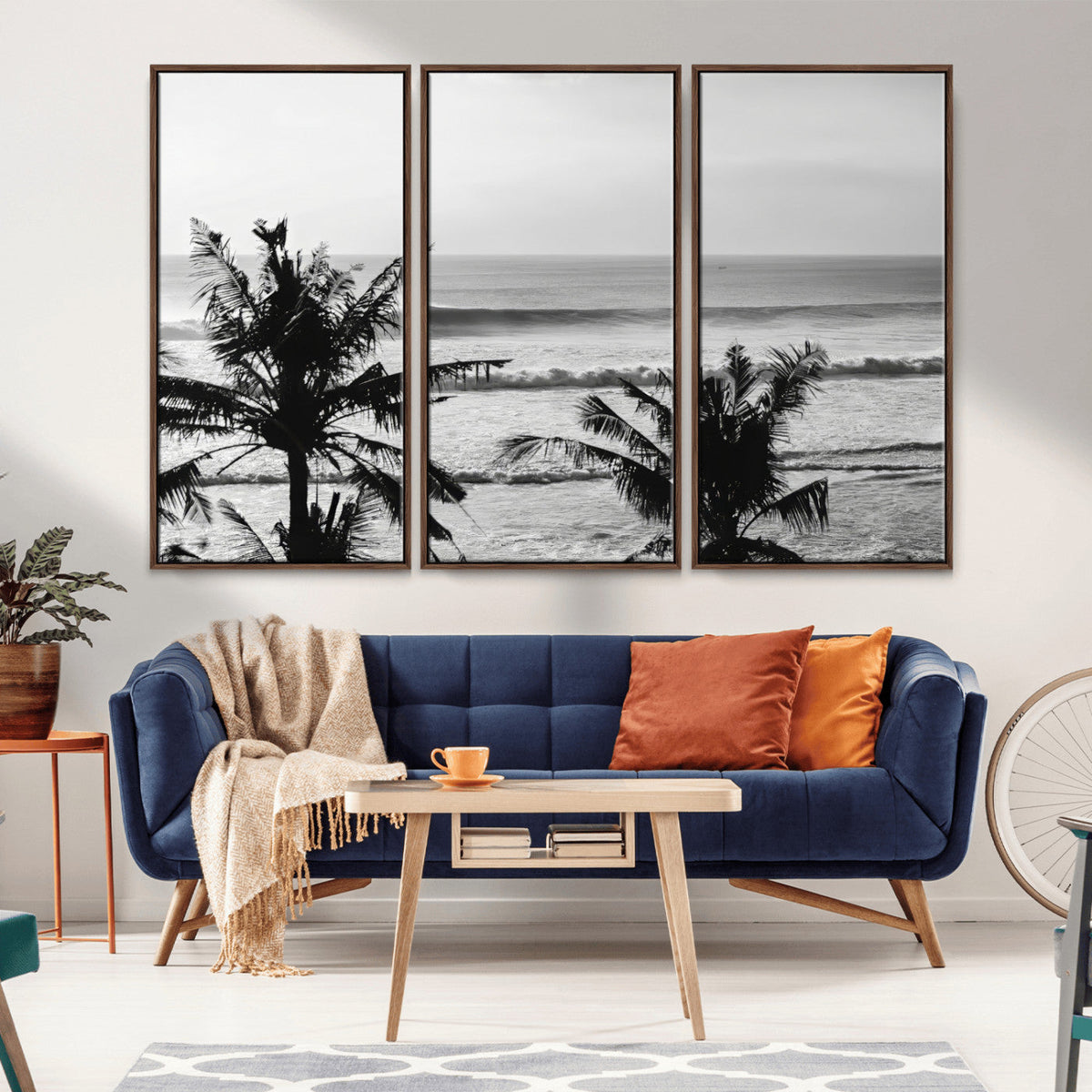 Tropical Coastline Wall Art Canvas Print – Framed Palm Trees