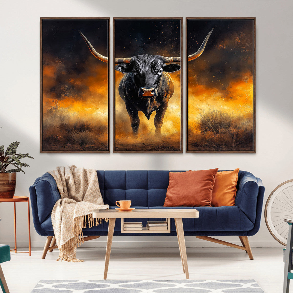 Longhorn Canvas Wall Art Canvas Print – Framed Bold Bull