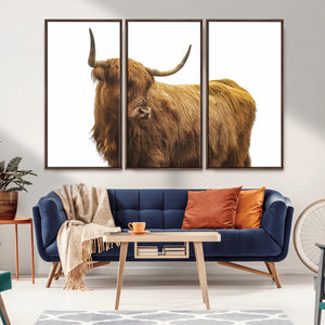 Highland Cow Wall Art Canvas Print – Framed Farmhouse Rustic