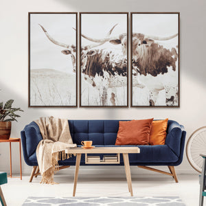 Longhorn Wall Art Canvas Print – Framed Western Cow Rustic