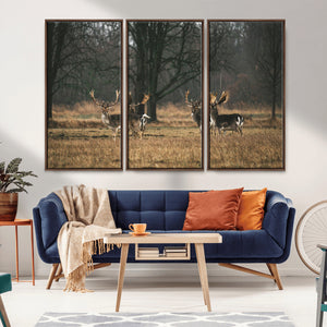 Deer Wall Art Canvas Print – Framed Rustic Wildlife Stags