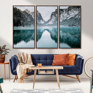 Mountain Lake Wall Art Canvas Print – Framed Toblacher See