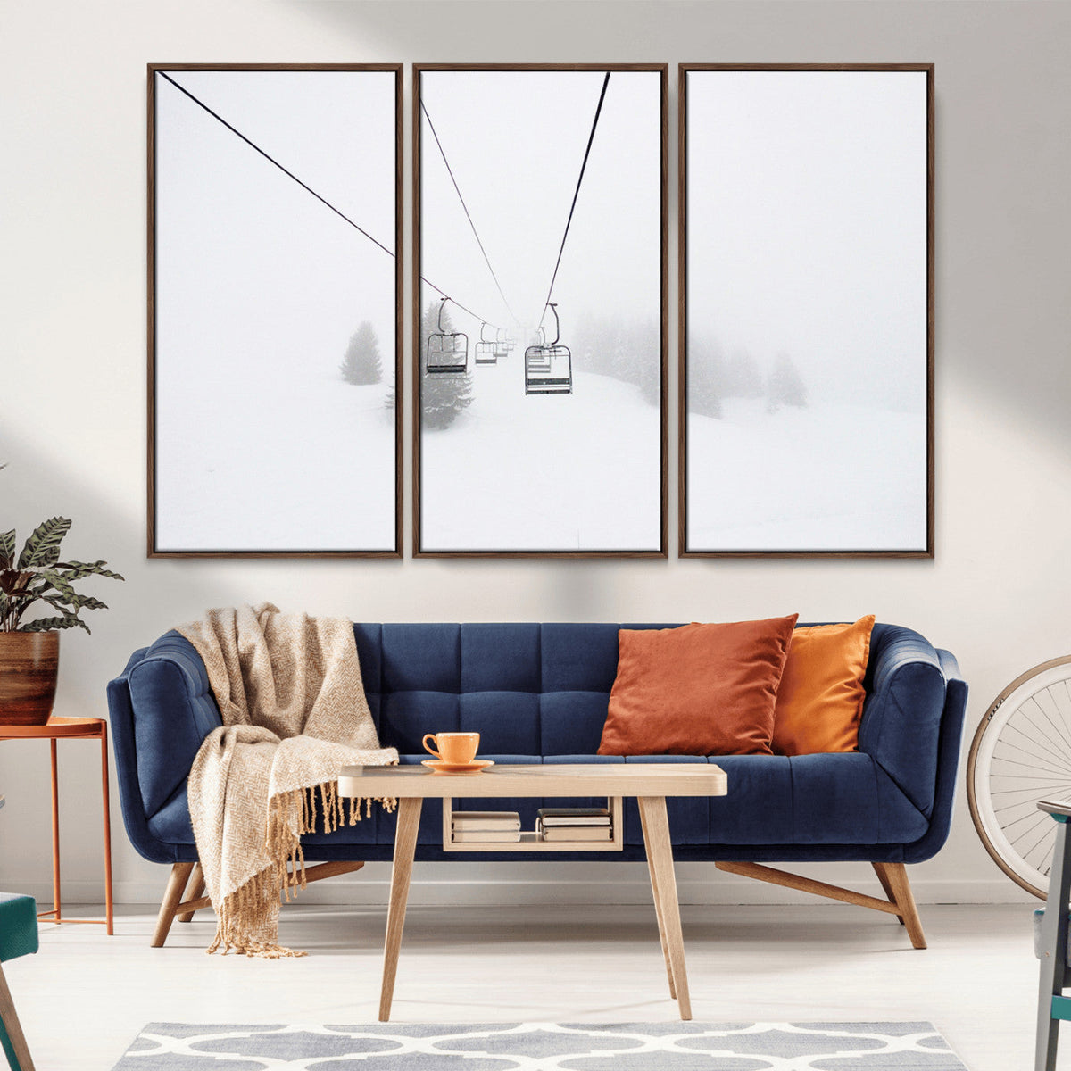 Ski Lift Wall Art Canvas Print – Snowy Alpine Landscape