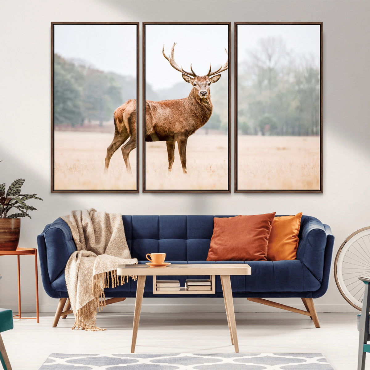 Vintage Wildlife Wall Art Canvas Print – Misty Landscape