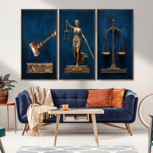 Lady Justice Wall Art Canvas Print – Elegant Gold Legal