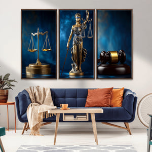 Lady Justice Wall Art Canvas Print – Elegant Gold Legal