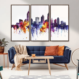 Atlanta Skyline Wall Art Canvas Print – Framed Colorful