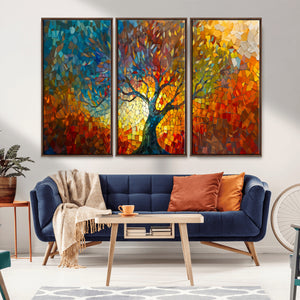 Yggdrasil Tree of Life Mosaic Stained Glass Wall Art, Tree