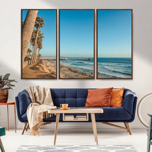 Scenic Beach Wall Art Canvas Print – Tall Palm Trees, Sandy
