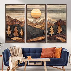 Wood Mountain Wall Art Canvas Print – Layered Forest and