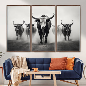 Texas Longhorn Wall Art Canvas Print, Framed Speckled Cow
