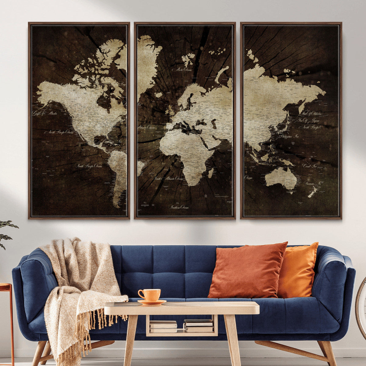 World Map Wall Art Canvas Print – Framed Travel Map Wall Art