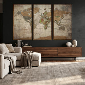 World Map Canvas Print – Framed Travel Map Wall Art for
