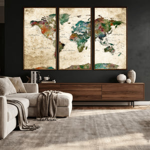 World Map Canvas Print – Framed Detailed Map of the World