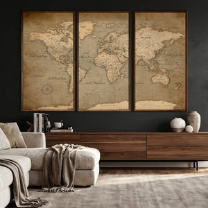 World Map Canvas Print – Framed Travel Map Wall Art for