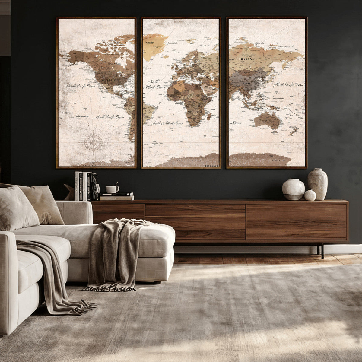 World Map Canvas Print – Framed Travel Map Wall Art for