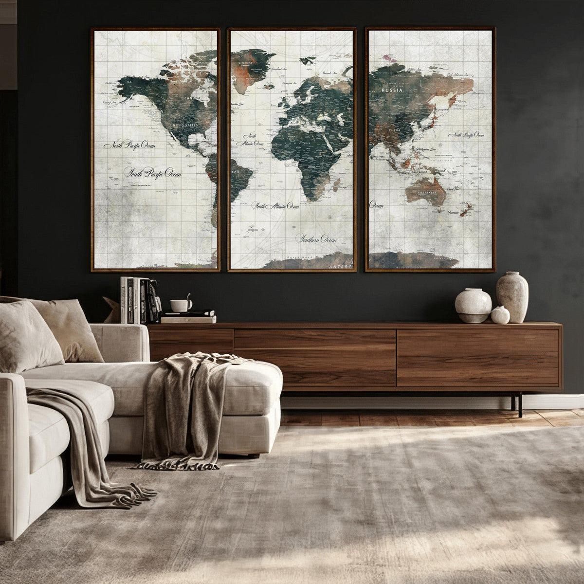 World Map Canvas Print – Framed Travel Map Wall Art for