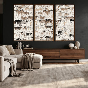 Abstract Texas Cow Canvas Print for Cabin and Western Home