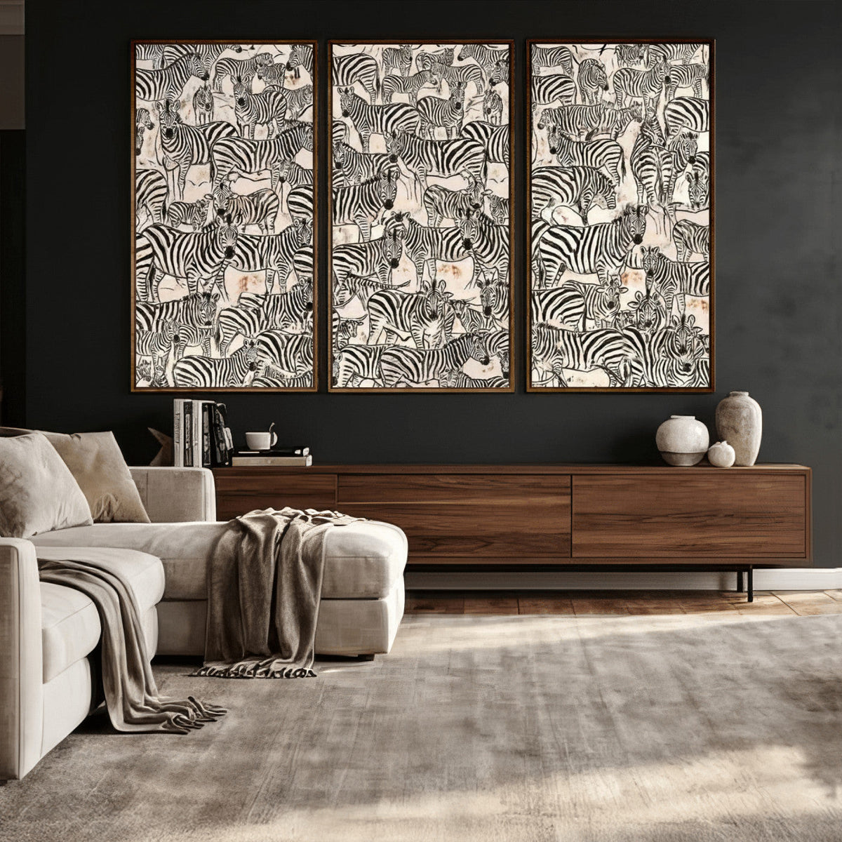 Abstract Zebra Wall Art Canvas Print for Farmhouse Decor