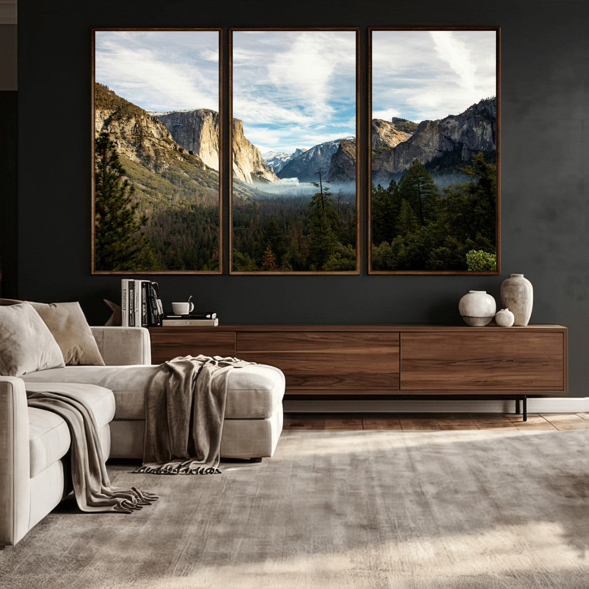 Yosemite Valley Mountain Wall Art Canvas Print, Granite