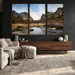 Yosemite Valley Mountain Landscape Wall Art Canvas Print,