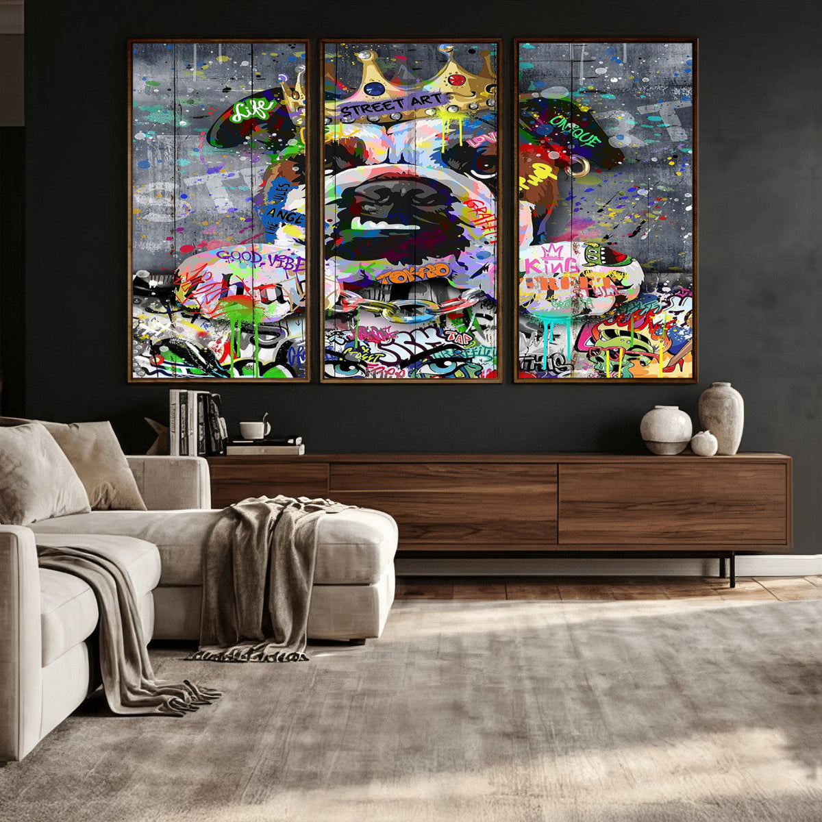Graffiti Dog Wall Art Decor for Teen Bedroom - Abstract