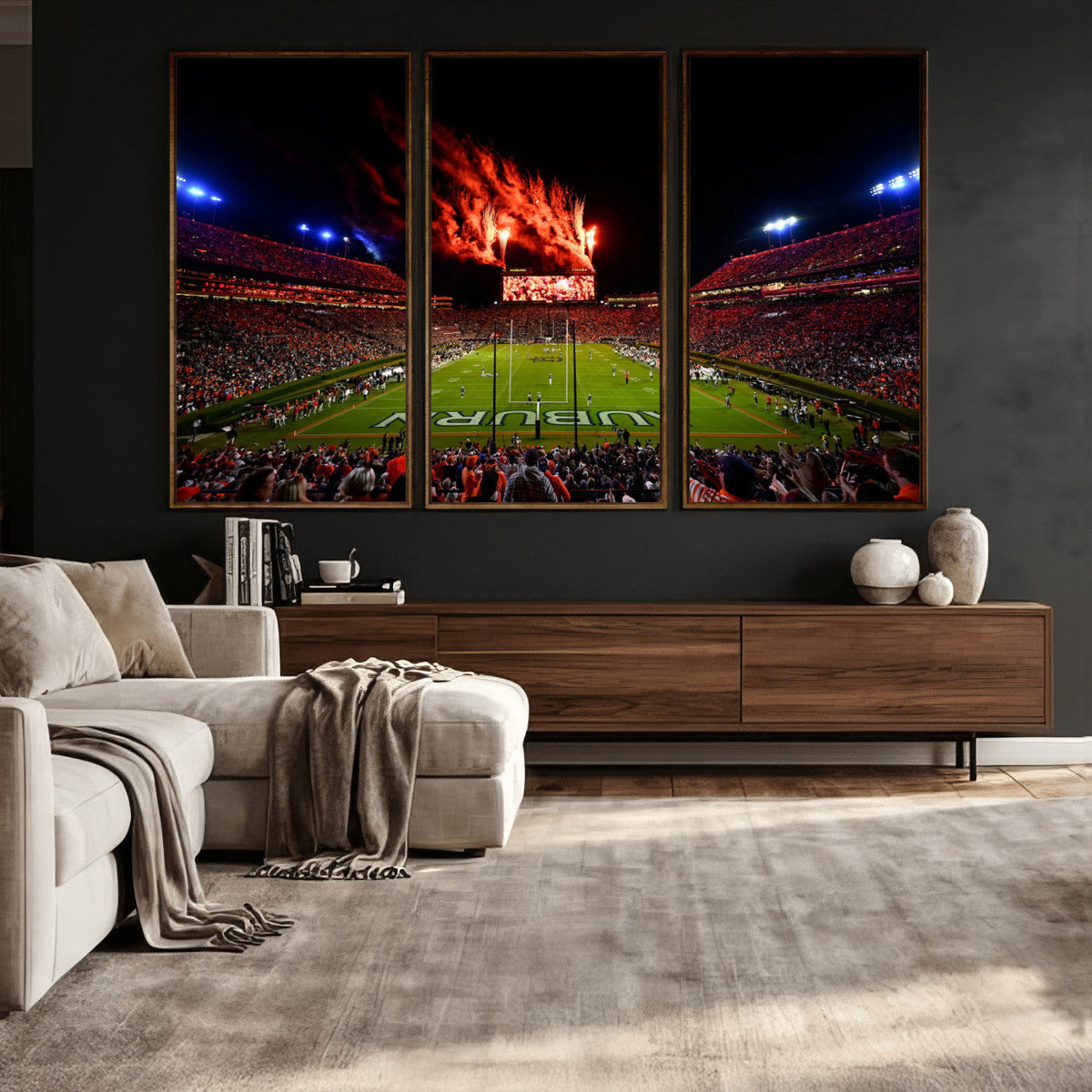 Auburn Stadium Wall Art Canvas Print, College Football Night