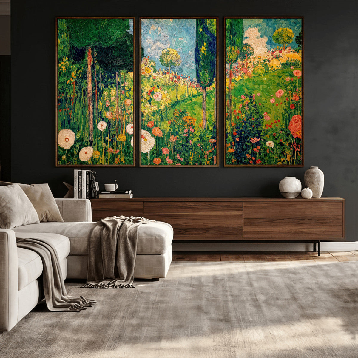 Gustav Klimt Boho Mountain Landscape Large Wall Art,
