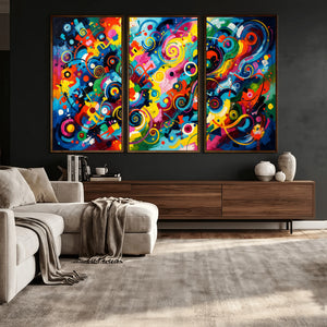 Geometric Abstract Wall Art Canvas Print, Bold Color